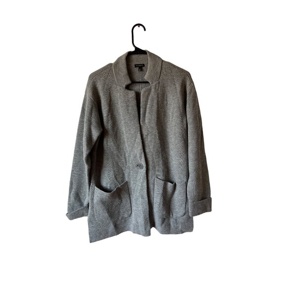 Talbots‎ Gray Wool Women's Sweater Jacket One Button Closure w/ Pockets Size S - Picture 2 of 4
